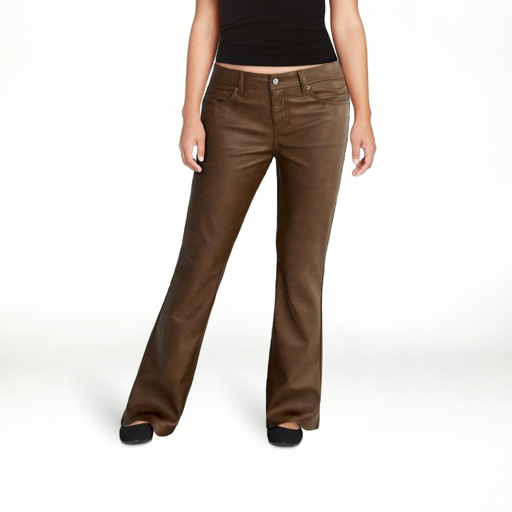 No Boundaries Brown Faux Leather Bootcut Low Rise Pants Sz 12 NWT Retro Y2K
